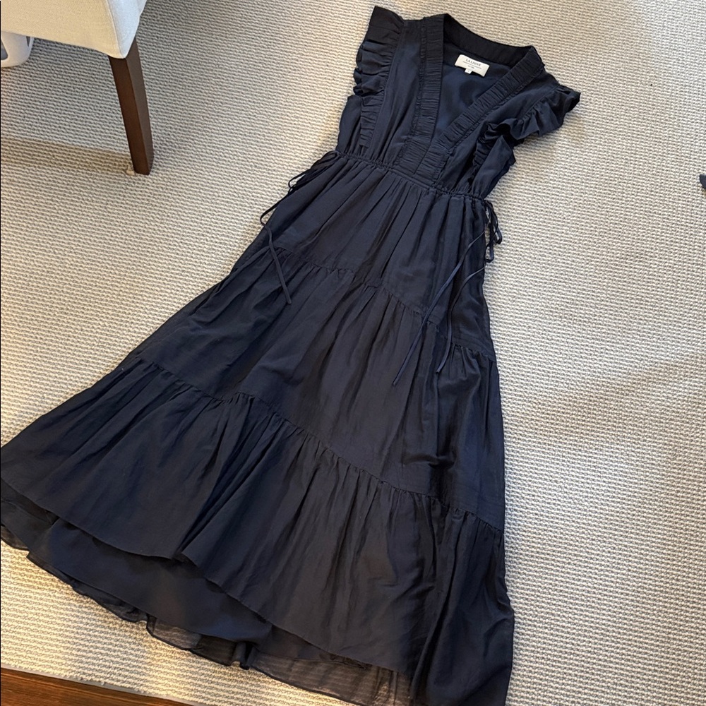 La Ligne Navy Ruffled High Low Dress